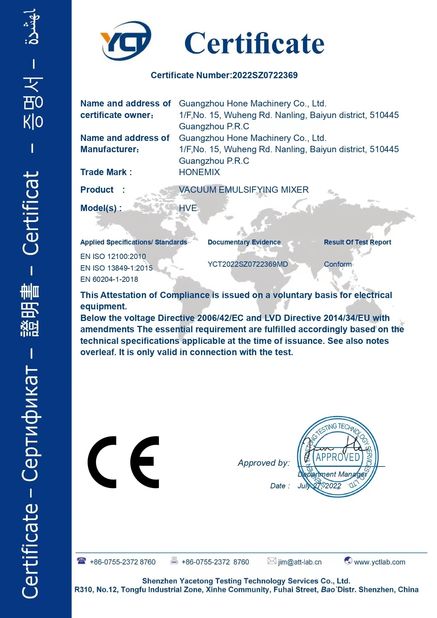 Китай Guangzhou Hone Machinery Co., Ltd. Сертификаты