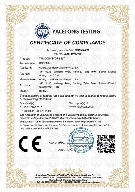 Китай Guangzhou Hone Machinery Co., Ltd. Сертификаты